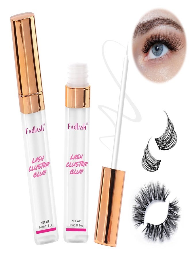 FADLASH Lash Cluster Glue for Cluster Lashes Waterproof Lash Adhesive Strong Hold Eyelash Extension Glue Long Lasting (5ml, White) - Image 1